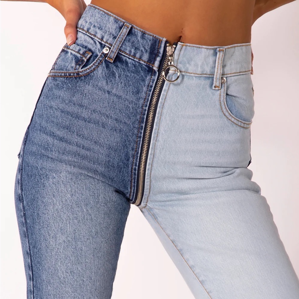 Revice Two Tone Zipper Denim Jeans